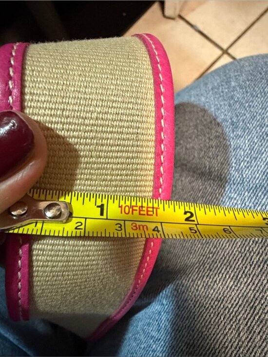 Prada Pink Tan Canvas Leather Belt Size 90/36 Made In Italy Silver Buckle 1C3150 main image 4